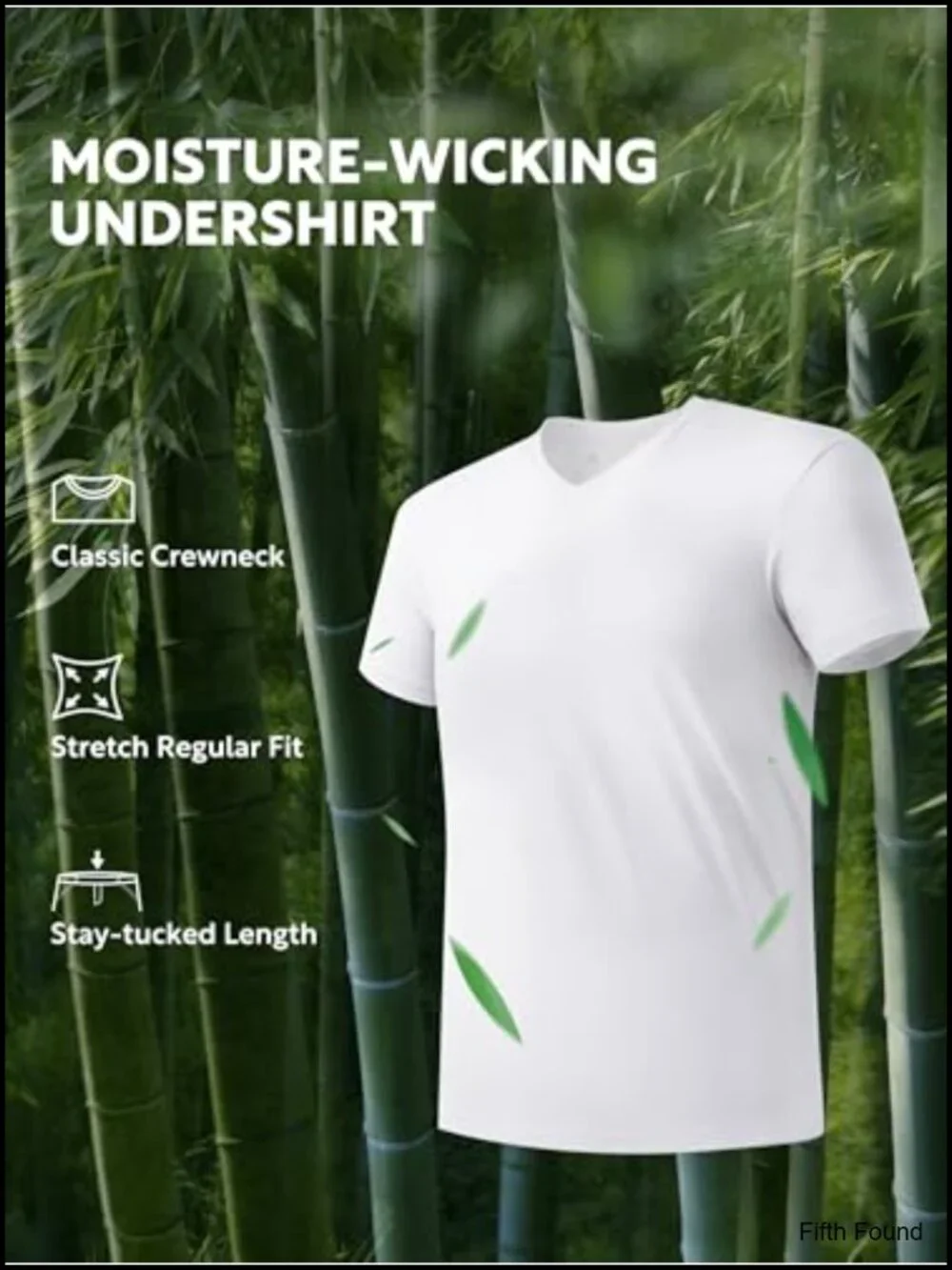 Bamboo Rayon V-Neck Undershirts 3 Pack Moisture-Wicking Stay-Tucked T-Shirts